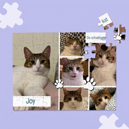 Gepersonaliseerde puzzel met 6 foto's en een boodschap - Dieren