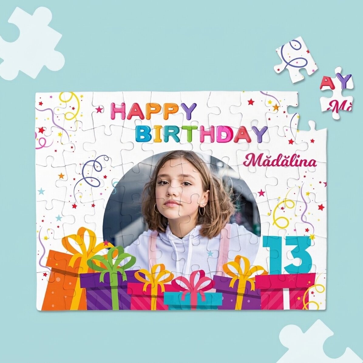 Gepersonaliseerde puzzel met een foto en een boodschap - Happy Birthday