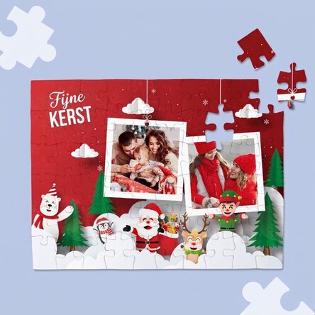 Gepersonaliseerde puzzel met 2 foto's - Merry Christmas