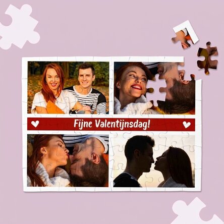 Gepersonaliseerde puzzel met 4 foto's en tekst - Moments