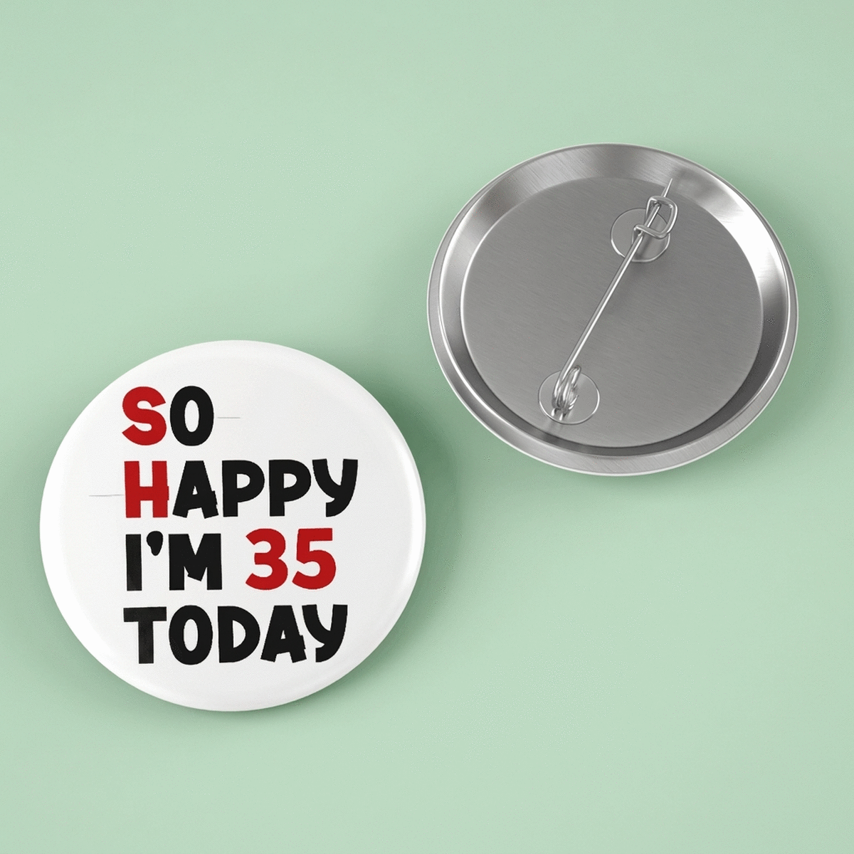 Gepersonaliseerd insigne met tekst - So happy