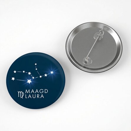Gepersonaliseerde button met naam - Sterrenbeeld Maagd