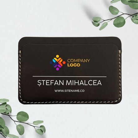Personalised leather wallet with logo and message