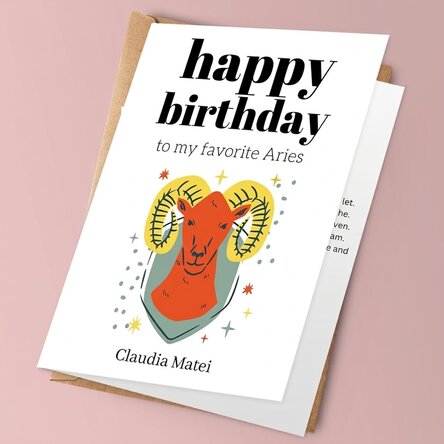 Personalised greeting card with text - Zodiac sign