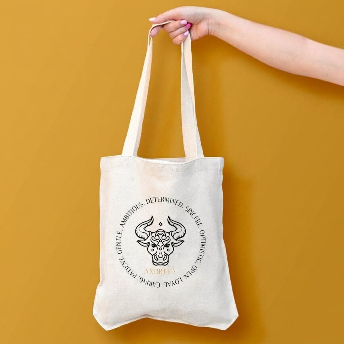 Personalised bag with text - Taurus zodiac sign