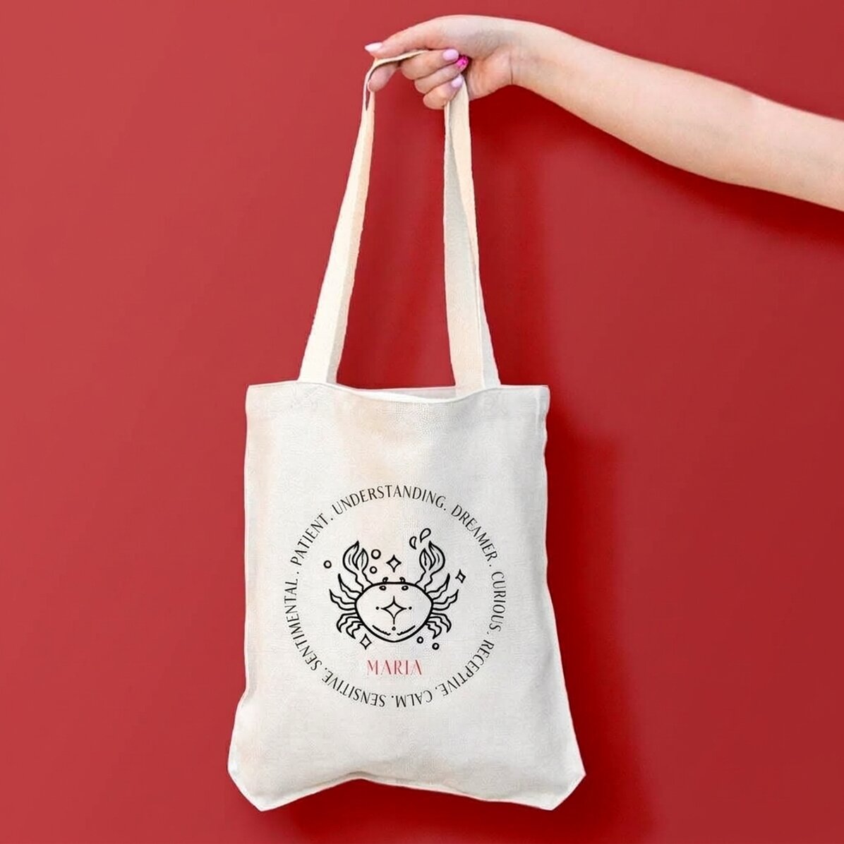 Gepersonaliseerde tas met tekst - Sterrenbeeld Kreeft