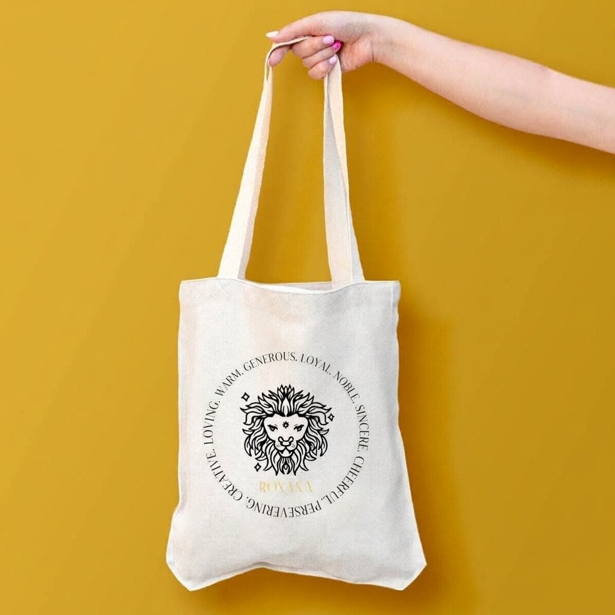 Gepersonaliseerde tas met tekst - Sterrenbeeld Leeuw