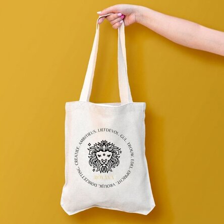 Gepersonaliseerde tas met tekst - Sterrenbeeld Leeuw