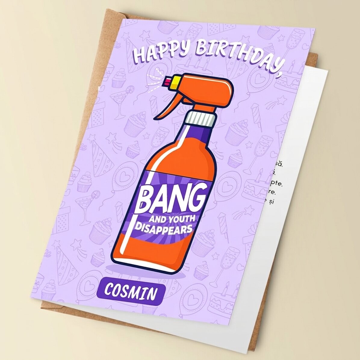 Gepersonaliseerde wenskaart met tekst - BANG! En daar verdwijnt de jeugd