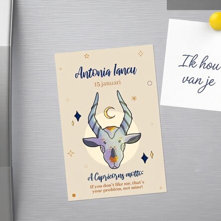 Gepersonaliseerde magneet van 10 x 15 cm met tekst - Sterrenbeeld Steenbok