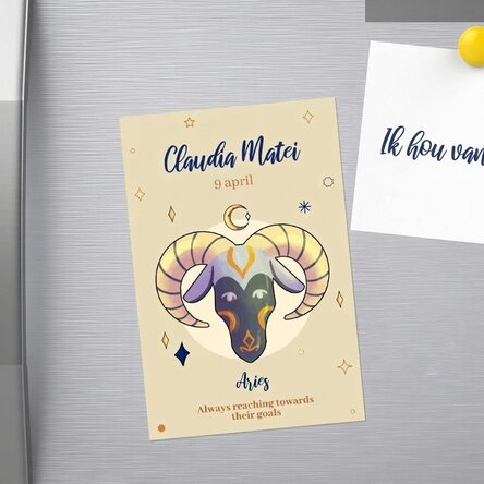 Gepersonaliseerde magneet van 10 x 15 cm met tekst – Sterrenbeeld Ram