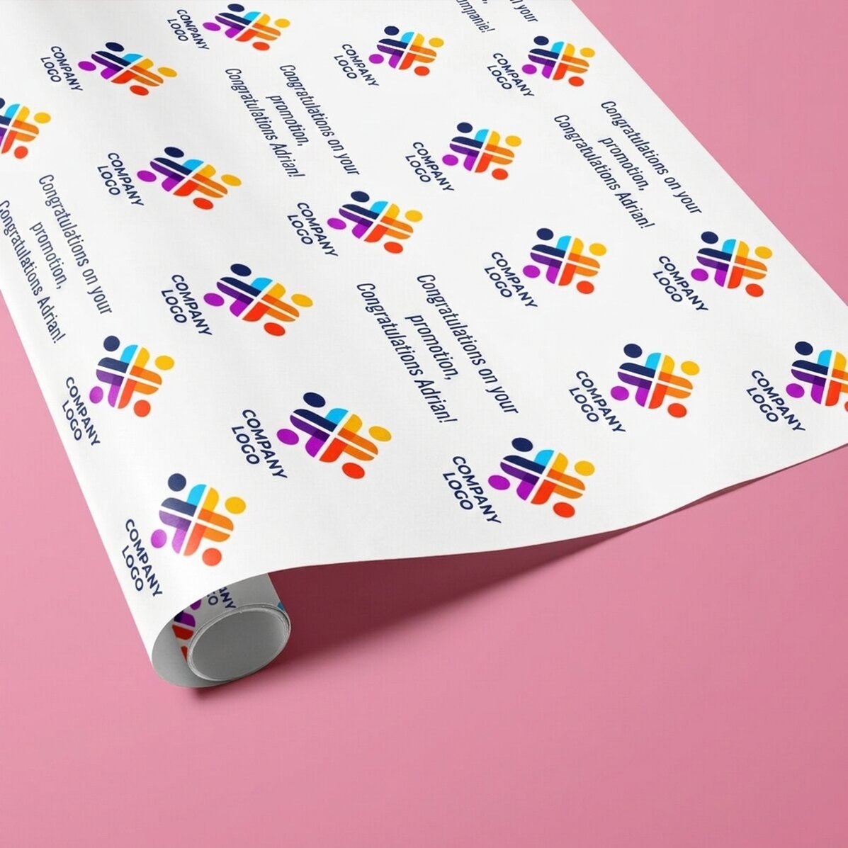 Cadeaupapier op maat met logo en boodschap