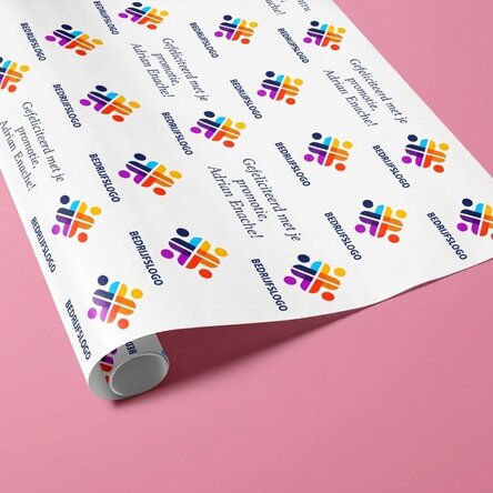 Cadeaupapier op maat met logo en boodschap