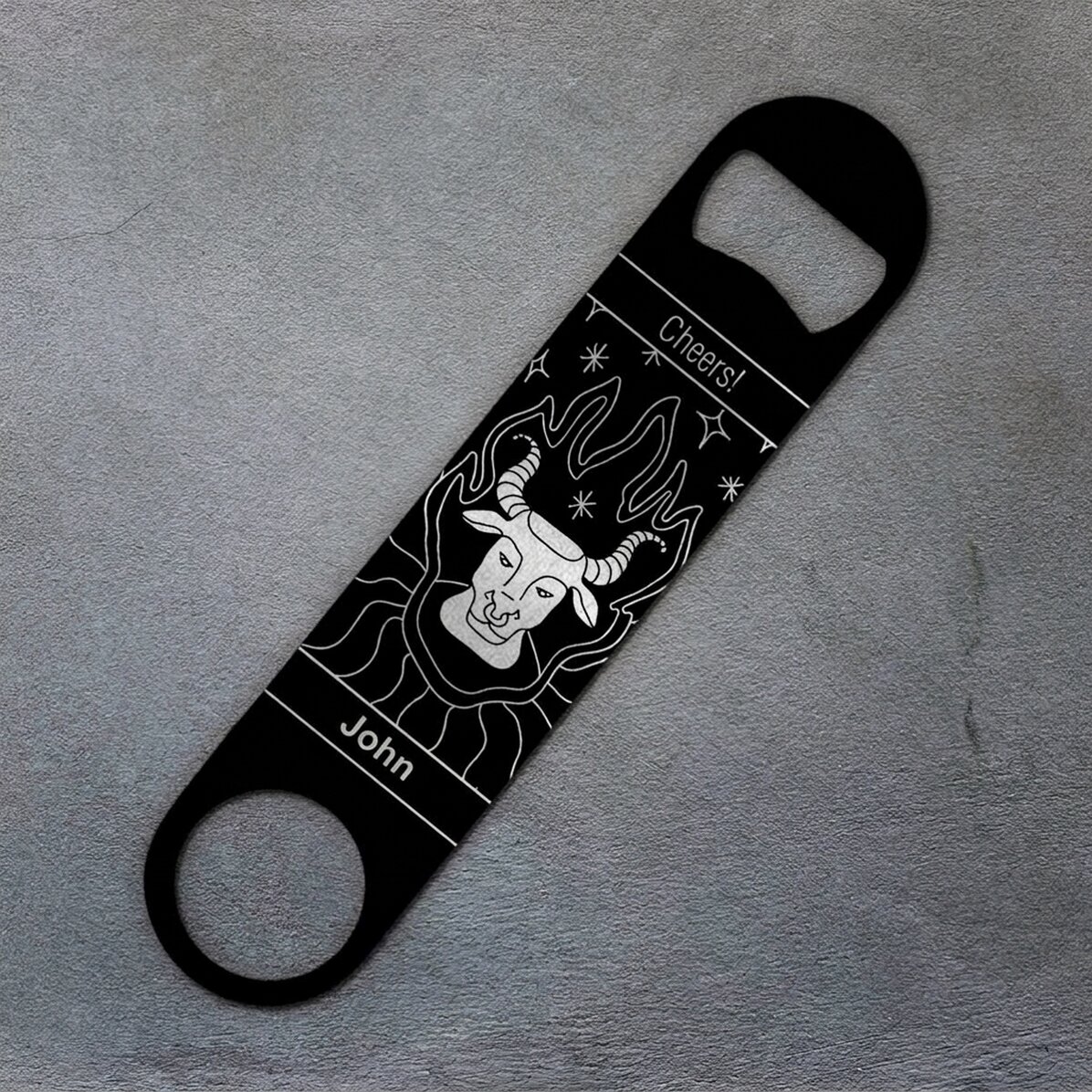 Personalised beer opener with text - Taurus zodiac sign