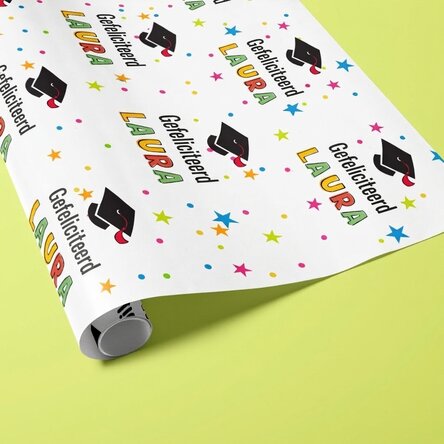 Gepersonaliseerd cadeaupapier met tekst - Afstuderen