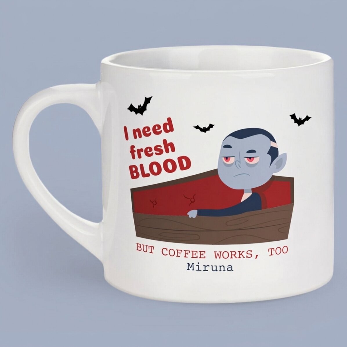 Gepersonaliseerde espressokop met tekst - I need fresh blood
