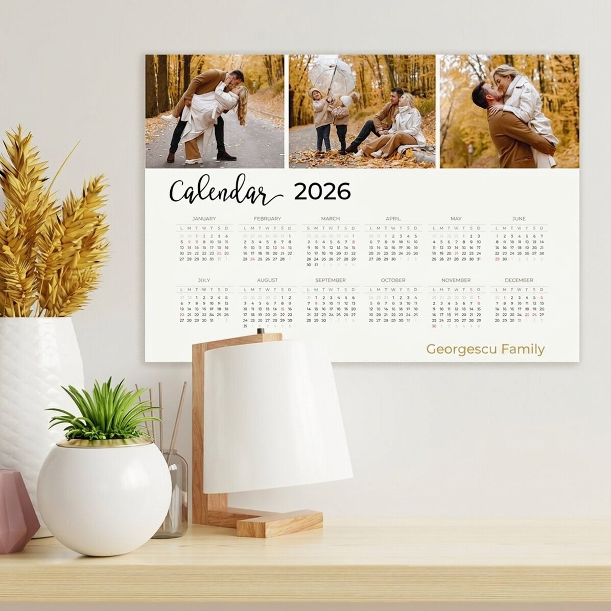 Gepersonaliseerde kalenderposter met 3 foto