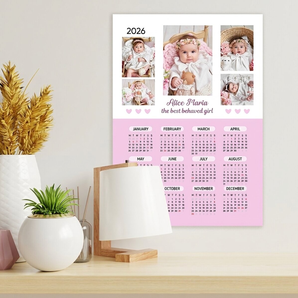 Gepersonaliseerde kalenderposter met 5 foto
