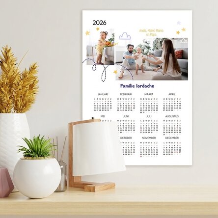 Gepersonaliseerde kalenderposter met 2 foto's en tekst - Family