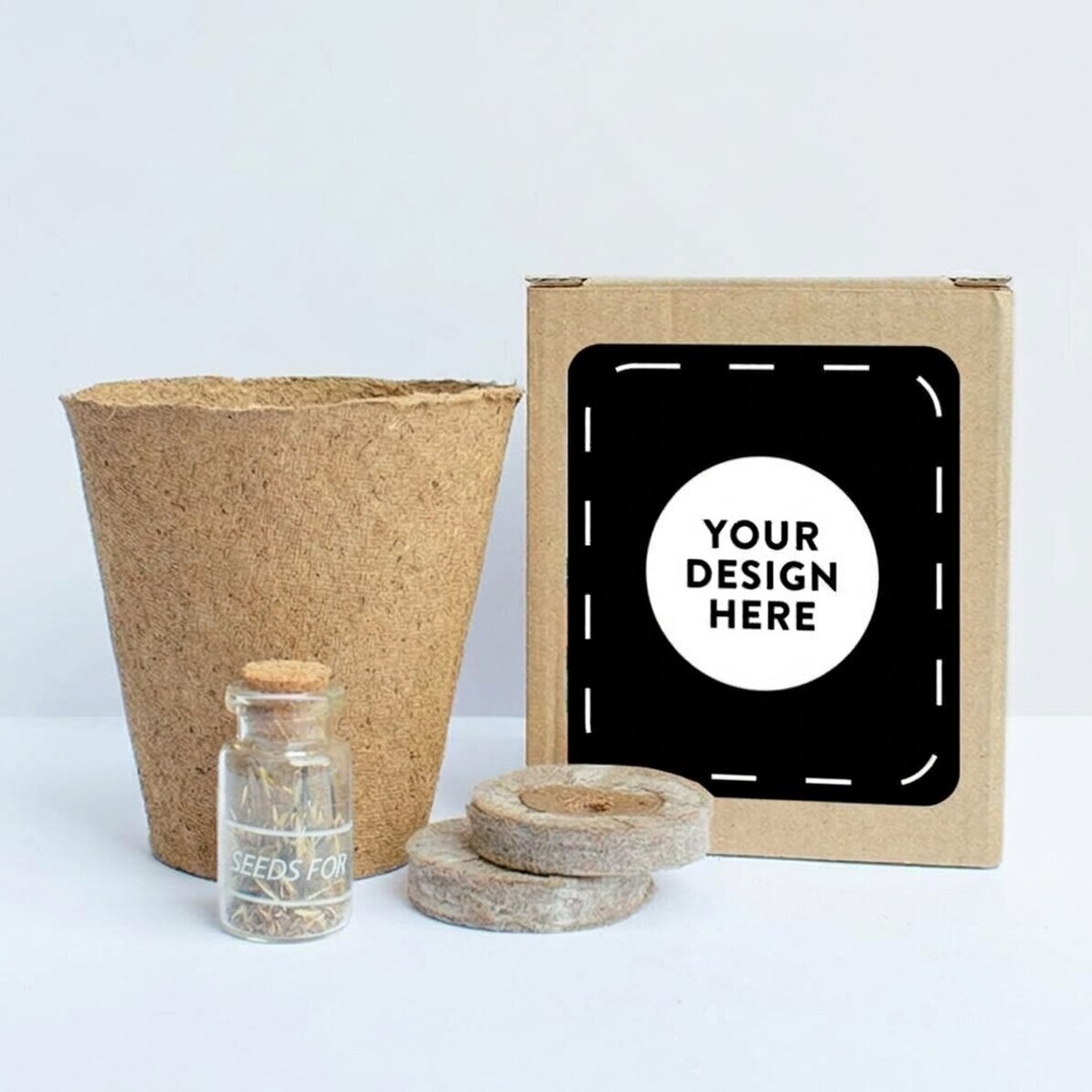 Set om dennenzaadjes te planten in een doosje met jouw eigen ontwerp