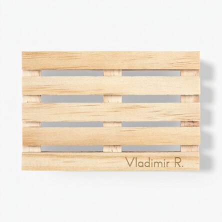 Personalised pallet-shaped coaster with name