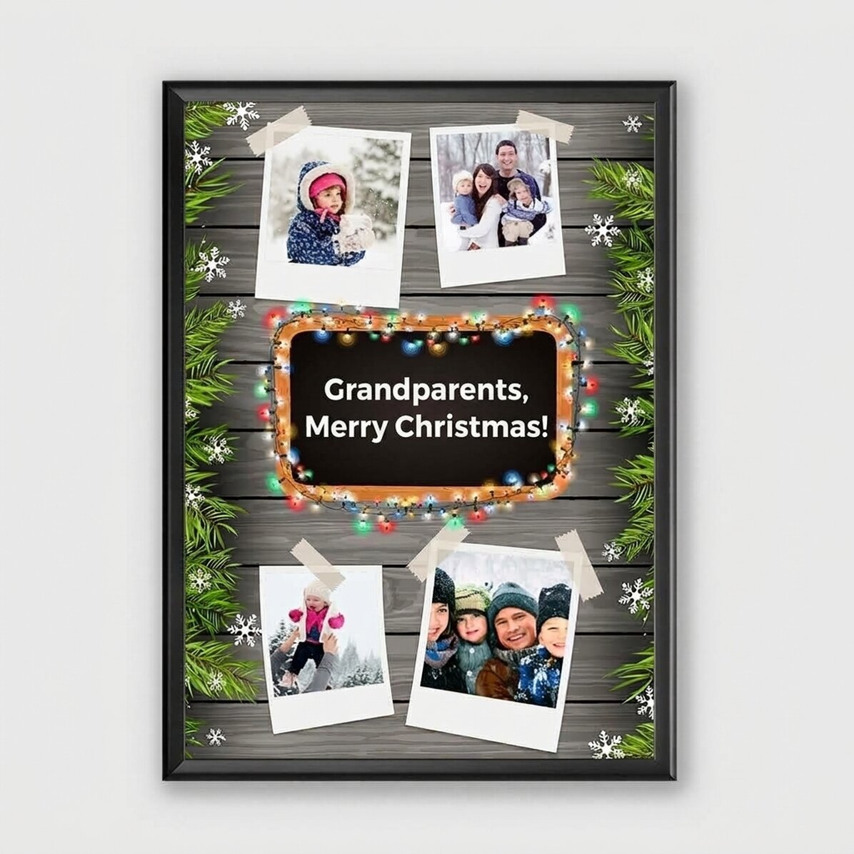 Gepersonaliseerd schilderij met 4 foto’s en tekst – kerstmotief