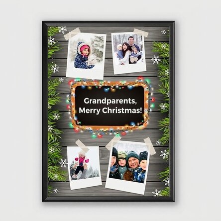 Gepersonaliseerd schilderij met 4 foto’s en tekst – kerstmotief