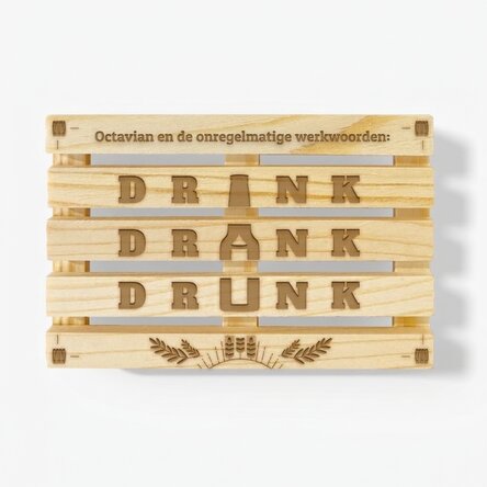 Bekerhouder in de vorm van een peddel, gepersonaliseerd met tekst - Drink Drank Drunk