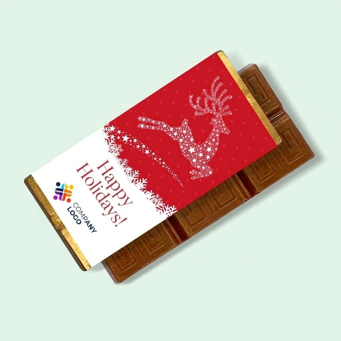 Gepersonaliseerde mini-chocoladereep met logo en boodschap - De magie van Kerstmis