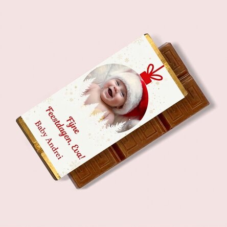 Mini-chocoladetabletje, gepersonaliseerd met een foto en een boodschap - Kerstbal