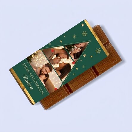 Gepersonaliseerde mini-chocoladereep met 3 foto’s en een boodschap - Kerstboom