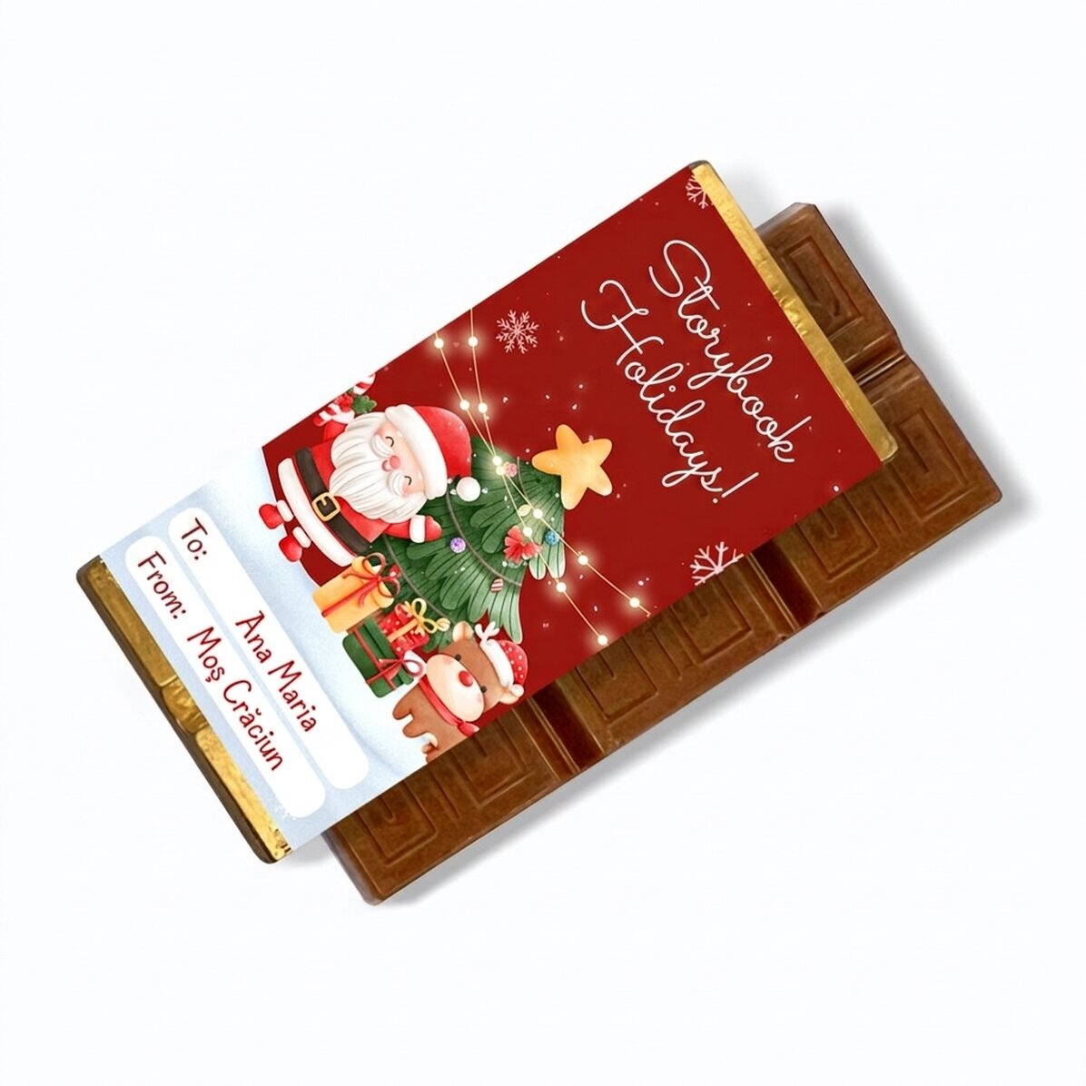 Gepersonaliseerde mini-chocoladereep met boodschap – Van de Kerstman