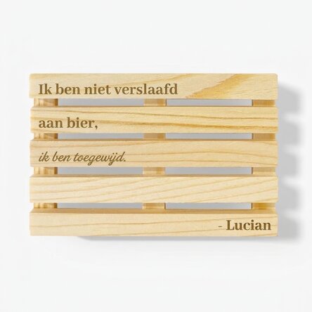 Bekerhouder in de vorm van een peddel, gepersonaliseerd met tekst - Ik ben toegewijd