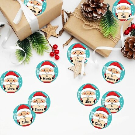 Set of 12 stickers (self-adhesive labels) personalised with a message - From Santa Claus