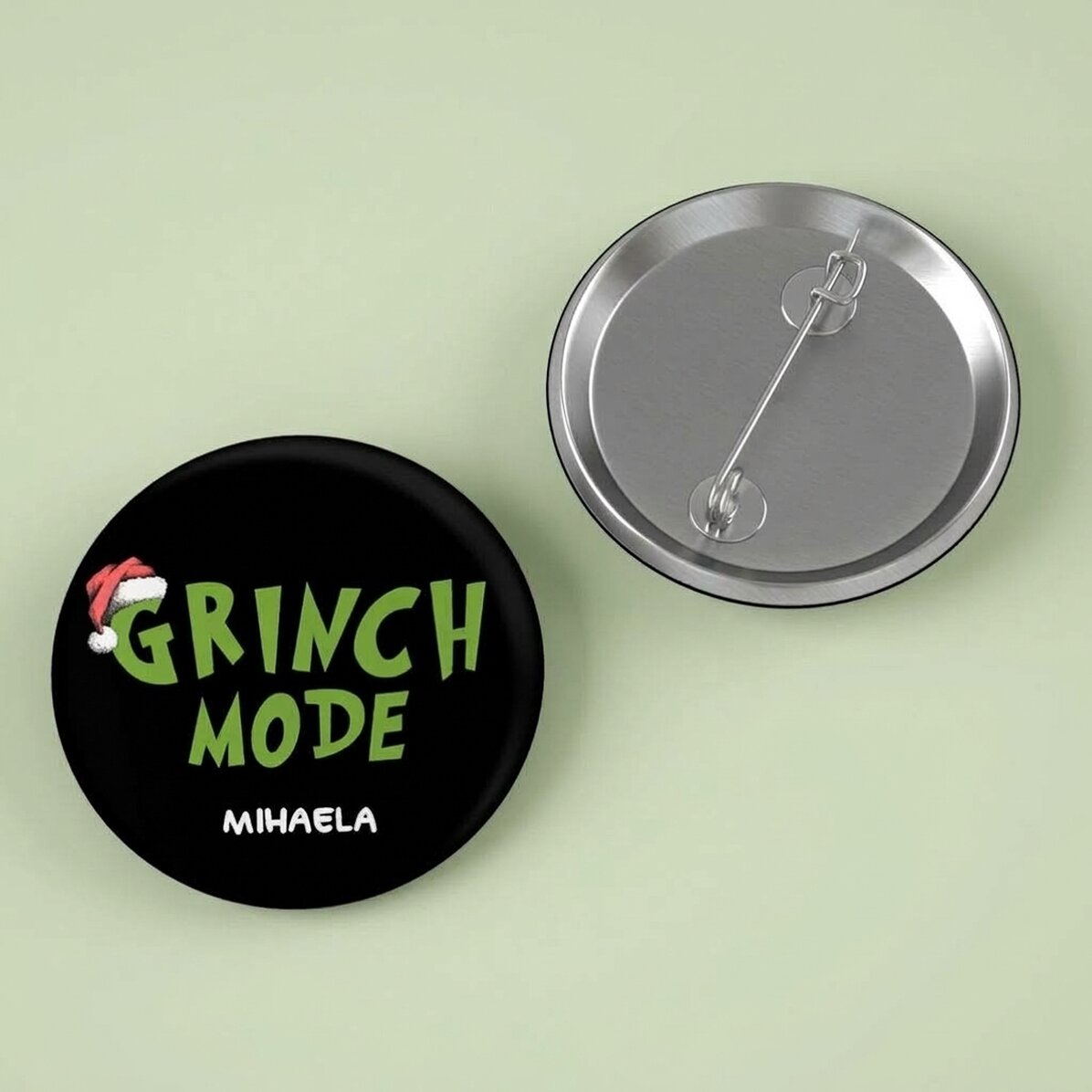 Gepersonaliseerde button met tekst - Grinch Mode