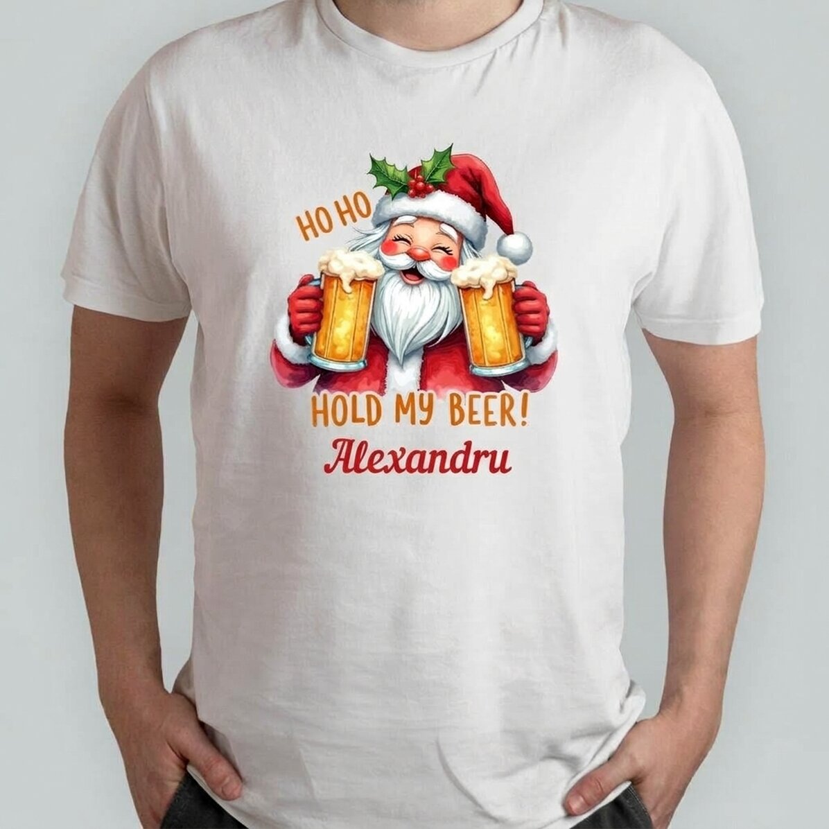 Katoenen T-shirt met gepersonaliseerde tekst - Hold my beer