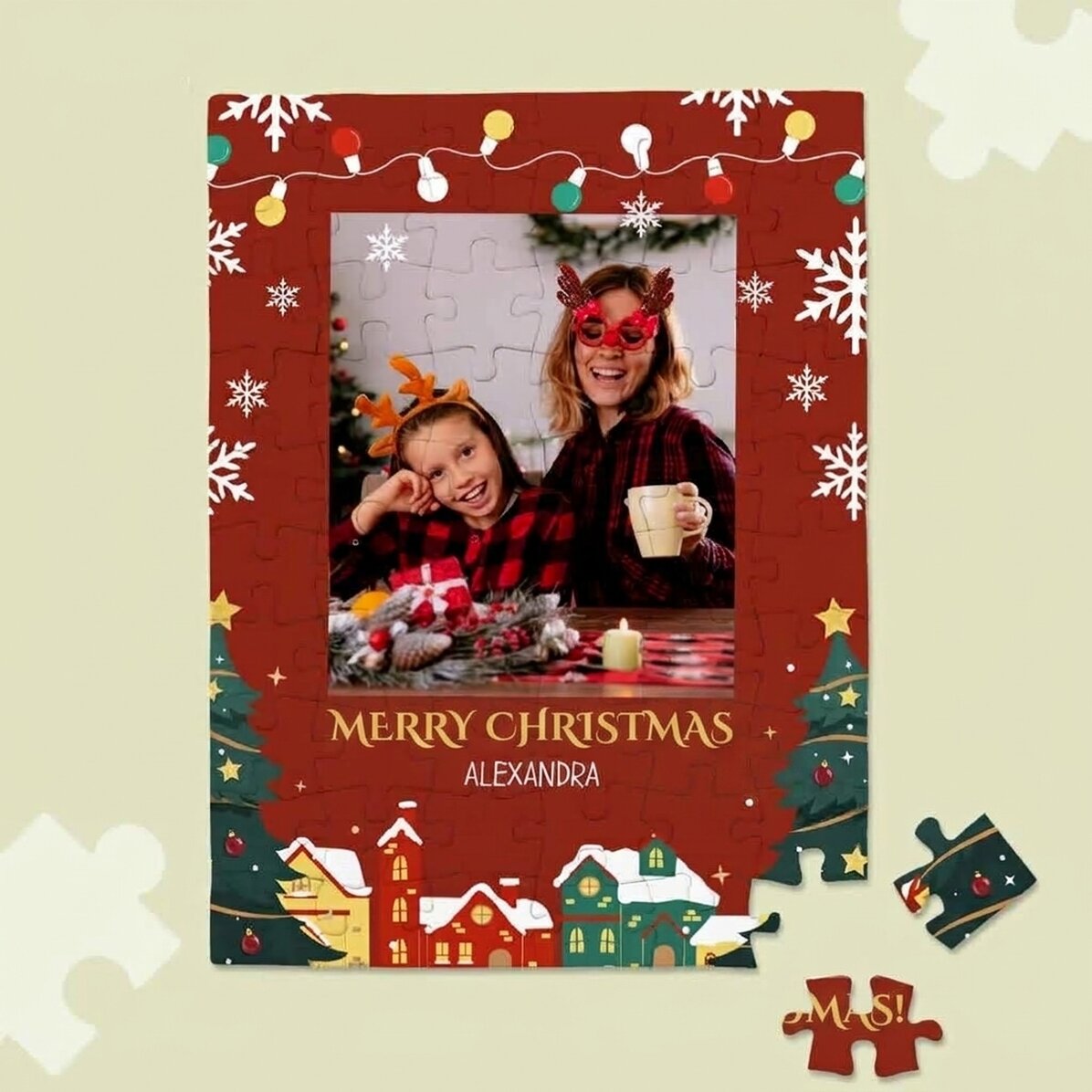 Gepersonaliseerde puzzel voor kinderen - Vrolijk Kerstfeest!