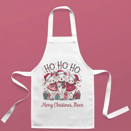 Personalised children's apron with text - HO HO HO!