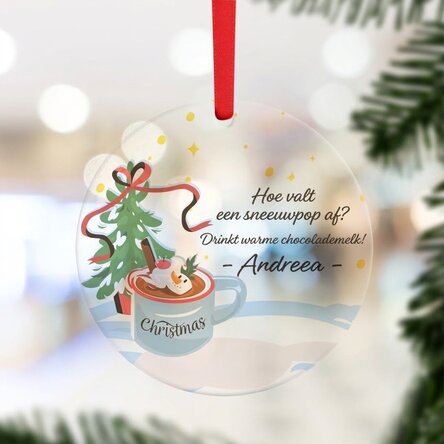 Rond ornament met gepersonaliseerde tekst - Warme chocolademelk