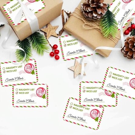 Set of 8 customised stickers (self-adhesive labels) - Naughty List