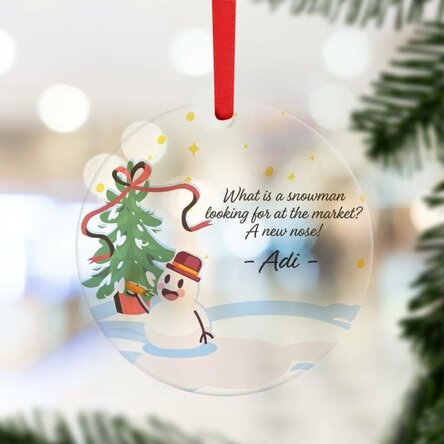 Personalised round ornament with text - Snowman's nose