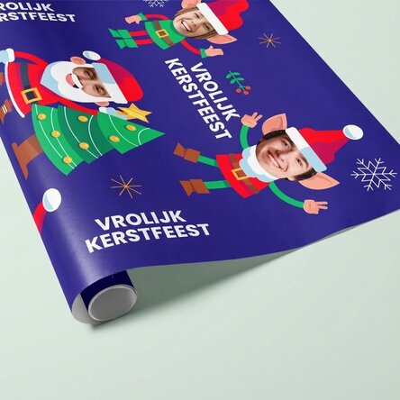Gepersonaliseerd cadeaupapier met 5 foto's - Funny Christmas