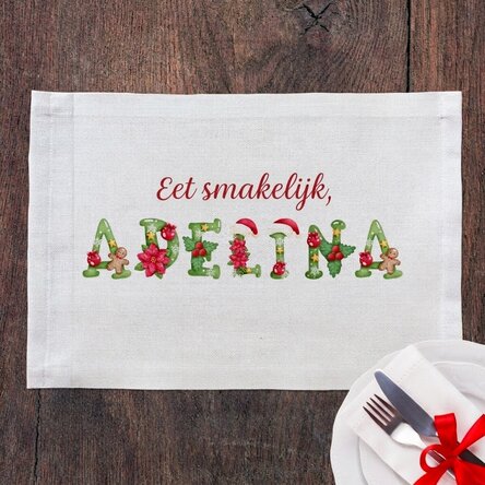 Gepersonaliseerde bordhouder met kerstnaam