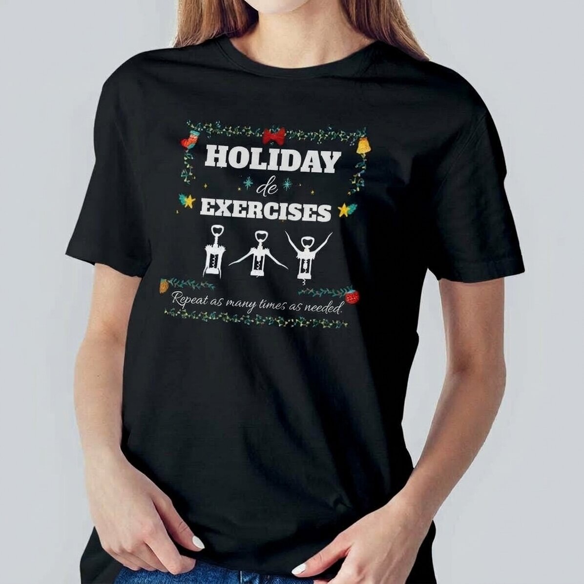 Gepersonaliseerd katoenen T-shirt met kersttekst - Feestelijke oefeningen