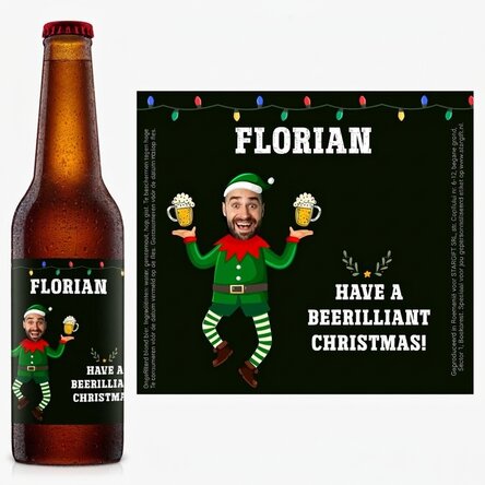 Gepersonaliseerd bier met foto en kerstboodschap - Elf