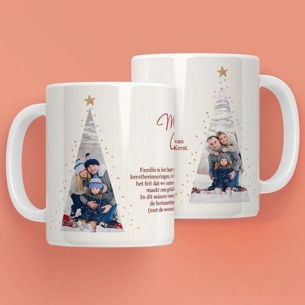Gepersonaliseerde mok met tekst en 2 foto's - Warm Christmas