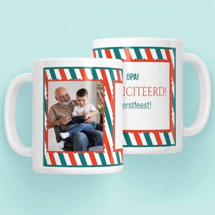 Gepersonaliseerde mok met tekst en een foto – Vrolijk Kerstfeest!