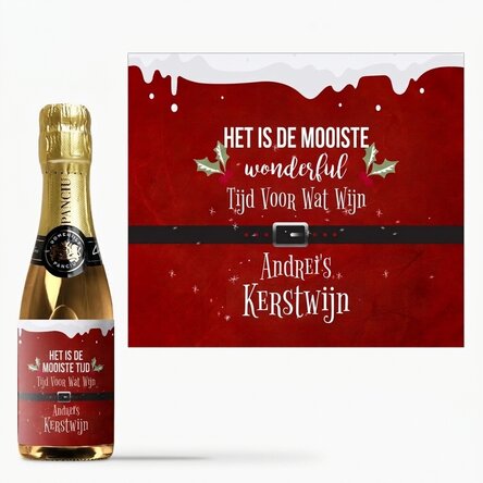 Mini-flesje mousserende wijn, gepersonaliseerd met tekst - Most wonderful time