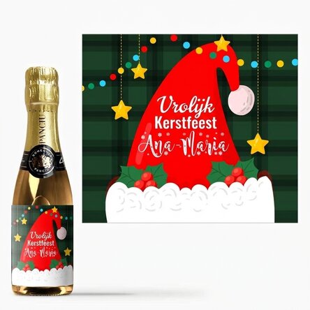 Mini-flesje mousserende wijn, gepersonaliseerd met tekst - Kerstman