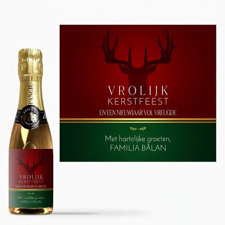 Mini-flesje mousserende wijn, gepersonaliseerd met tekst - Winterfeestdagen